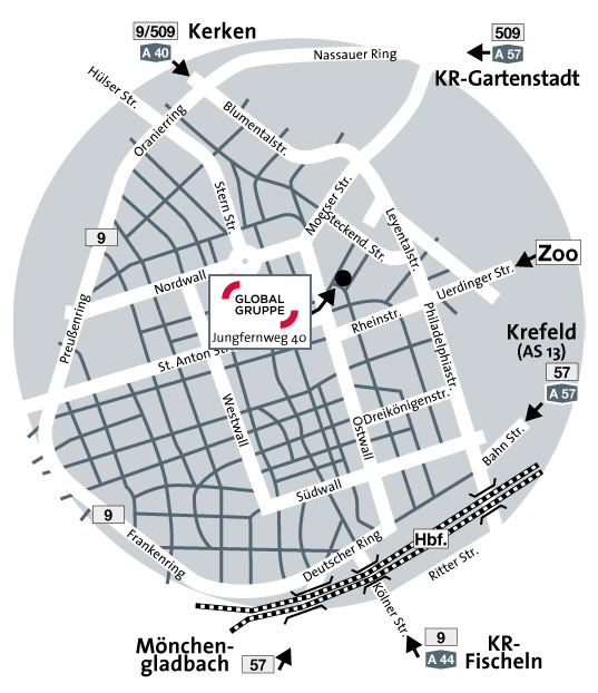 Karte Krefeld